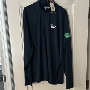 Miller Lite + Boston Celtics Dark Navy/Black Quarter-Zip Shirt with Logo